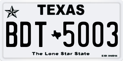 TX license plate BDT5003