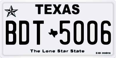 TX license plate BDT5006