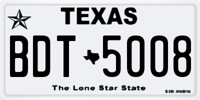 TX license plate BDT5008