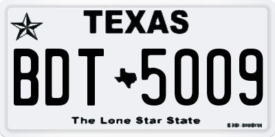 TX license plate BDT5009