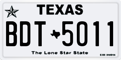 TX license plate BDT5011