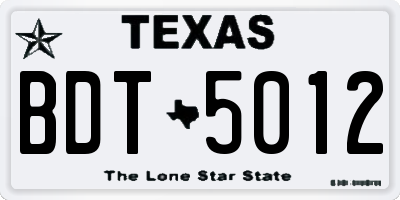 TX license plate BDT5012