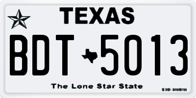 TX license plate BDT5013