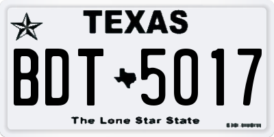 TX license plate BDT5017