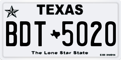 TX license plate BDT5020