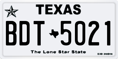 TX license plate BDT5021
