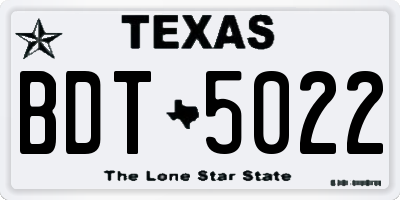 TX license plate BDT5022