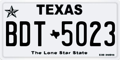 TX license plate BDT5023