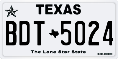 TX license plate BDT5024
