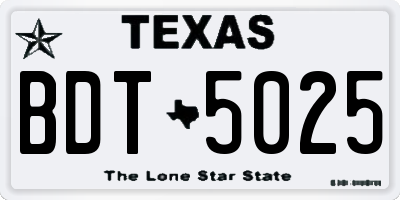 TX license plate BDT5025