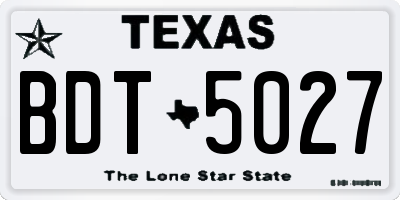 TX license plate BDT5027