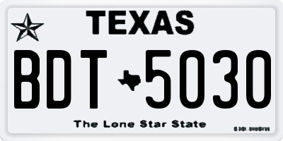 TX license plate BDT5030