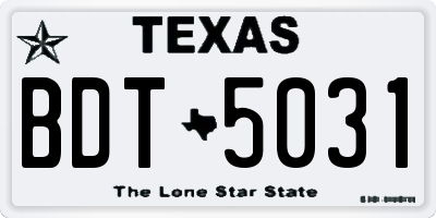 TX license plate BDT5031