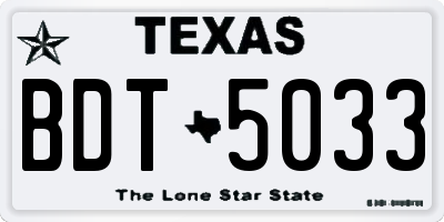 TX license plate BDT5033