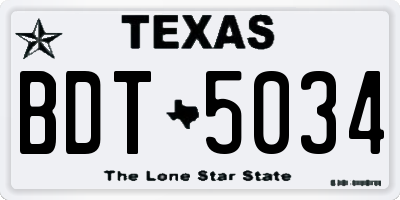 TX license plate BDT5034