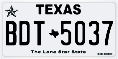 TX license plate BDT5037