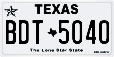 TX license plate BDT5040