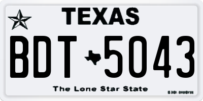 TX license plate BDT5043