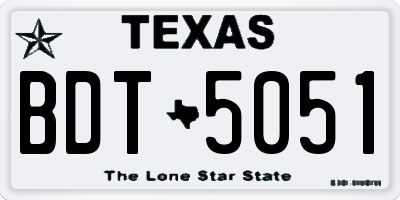 TX license plate BDT5051