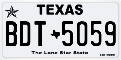 TX license plate BDT5059