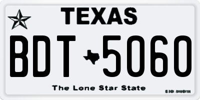 TX license plate BDT5060