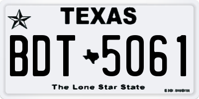 TX license plate BDT5061