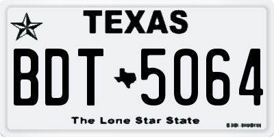 TX license plate BDT5064