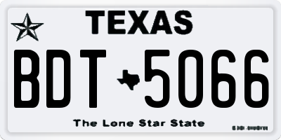 TX license plate BDT5066