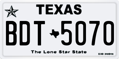 TX license plate BDT5070