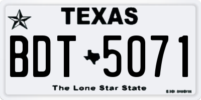 TX license plate BDT5071