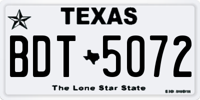 TX license plate BDT5072