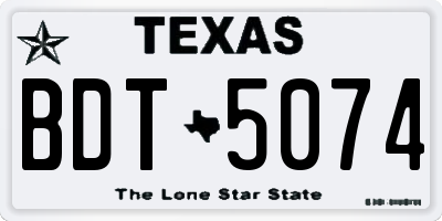 TX license plate BDT5074