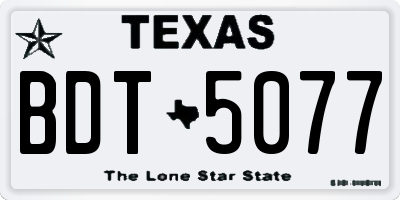 TX license plate BDT5077
