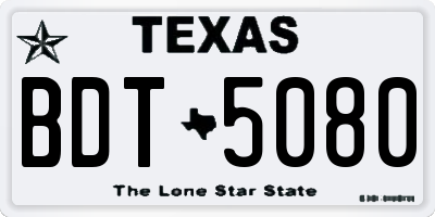 TX license plate BDT5080