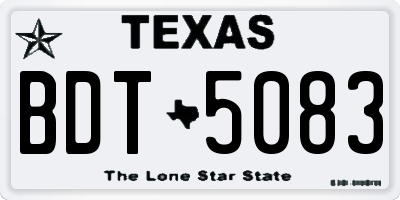 TX license plate BDT5083