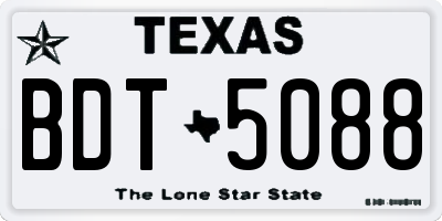 TX license plate BDT5088