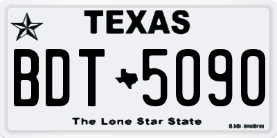 TX license plate BDT5090