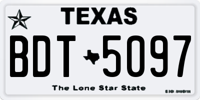 TX license plate BDT5097