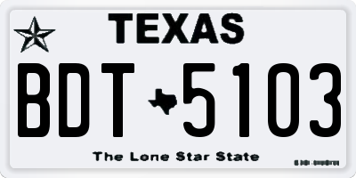 TX license plate BDT5103