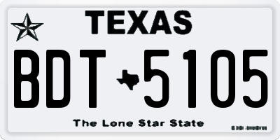 TX license plate BDT5105