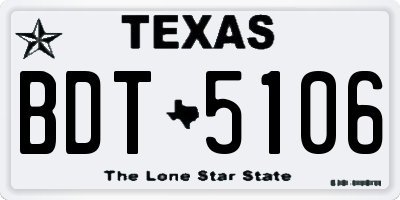 TX license plate BDT5106