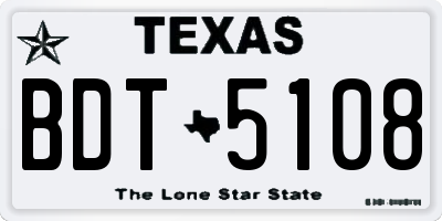TX license plate BDT5108