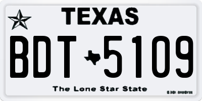 TX license plate BDT5109