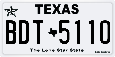 TX license plate BDT5110