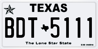 TX license plate BDT5111