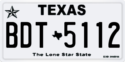 TX license plate BDT5112