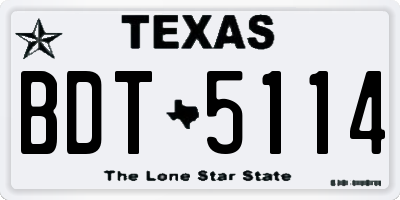 TX license plate BDT5114