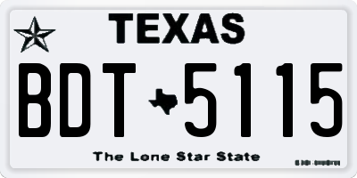 TX license plate BDT5115