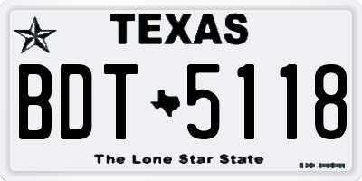 TX license plate BDT5118