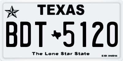TX license plate BDT5120